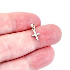 Vintage 925 Sterling Silver Cross Pendant Charm | Dainty Layering | Religious
